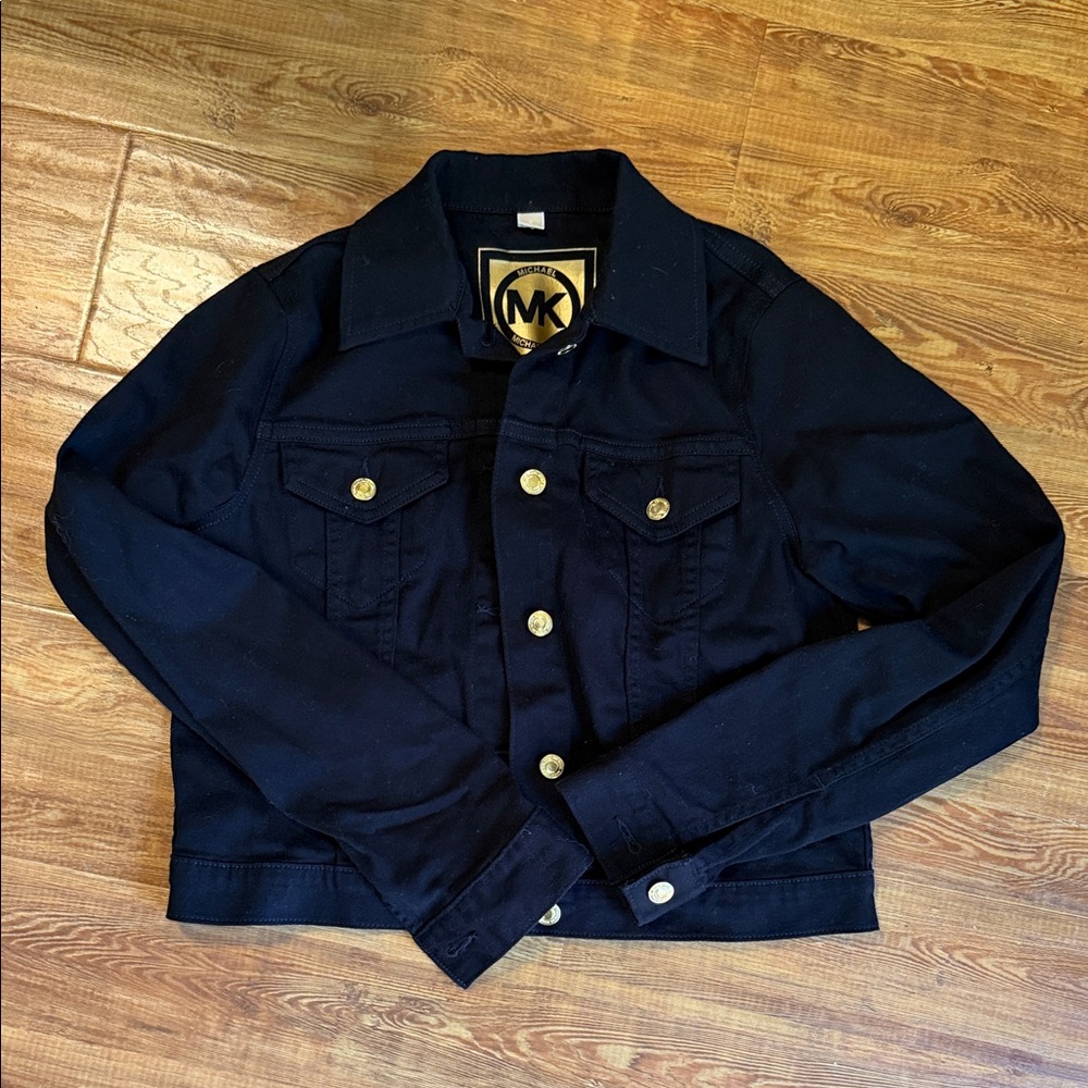 Michael Kors Black denim Jacket with Gold Accents
